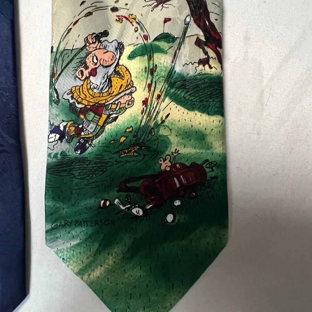 Balancine Hot Cakes Gary Patterson Golf Cartoon Novelty Tie 
